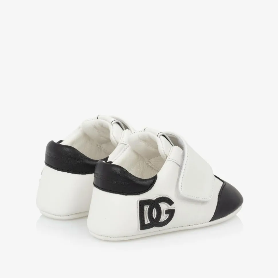 White Leather DG Pre-Walker Trainers