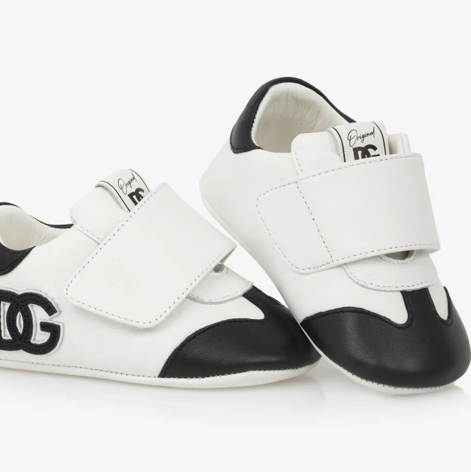 White Leather DG Pre-Walker Trainers