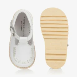 White Leather T-Bar Shoes