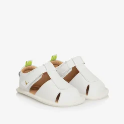 White Leather Velcro Sandals