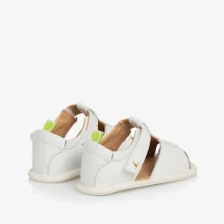 White Leather Velcro Sandals