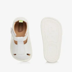 White Leather Velcro Sandals