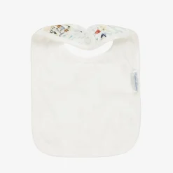 White Nautical Print Cotton Baby Bib