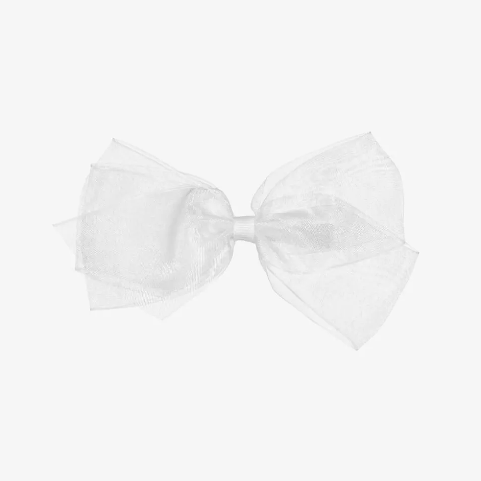 White Organza Bow Clip (12cm)