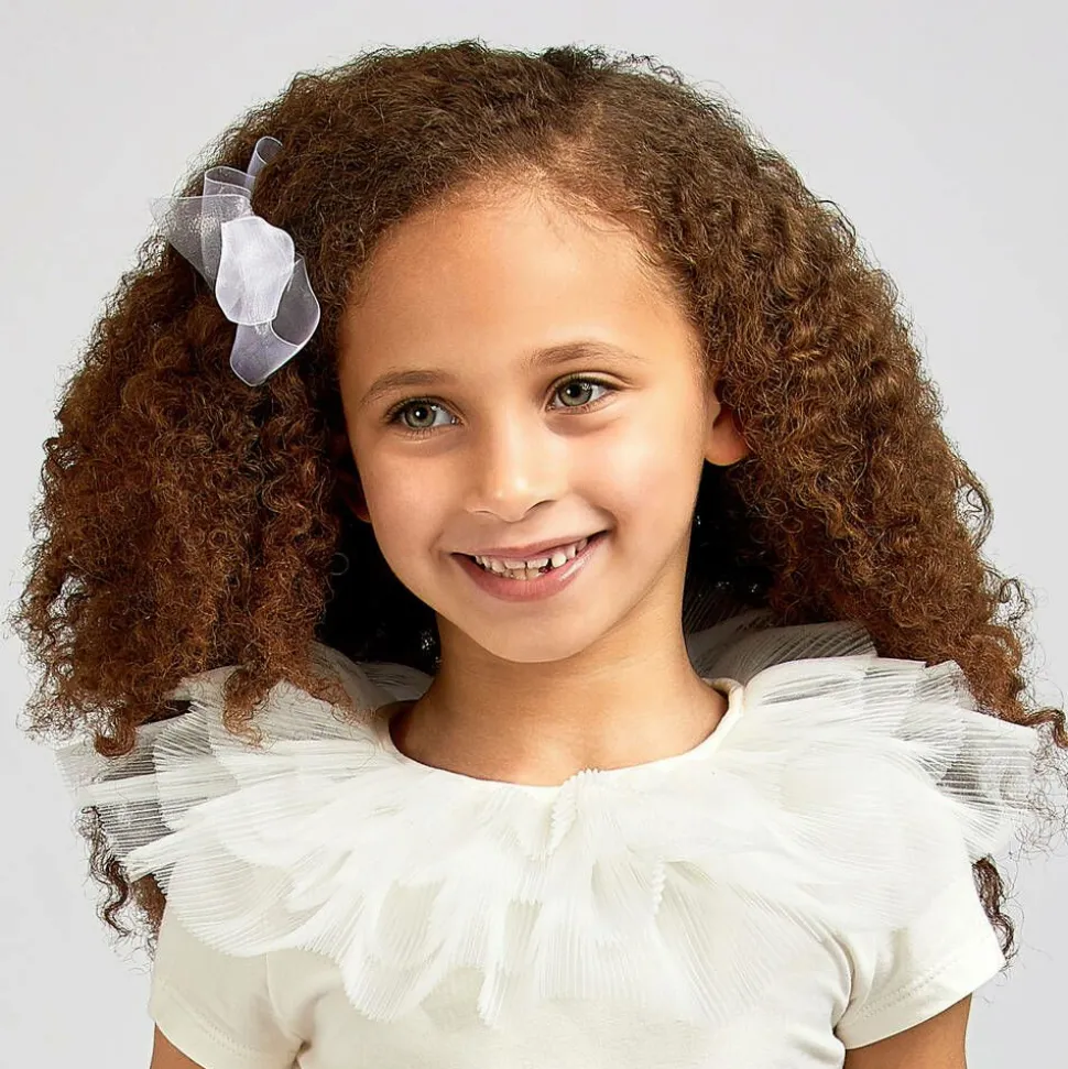 White Organza Bow Clip (12cm)