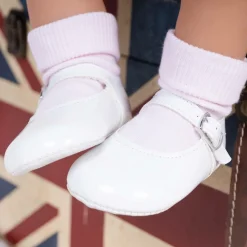White Patent Pre-Walker Shoes