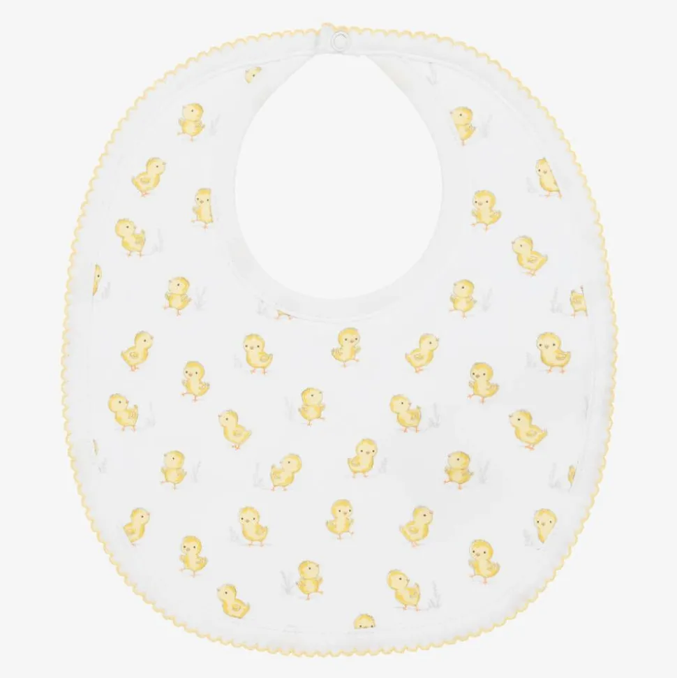 White Pima Cotton Cheery Chicks Bib