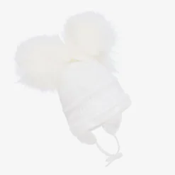 White Tindra Double Pom-Pom Hat