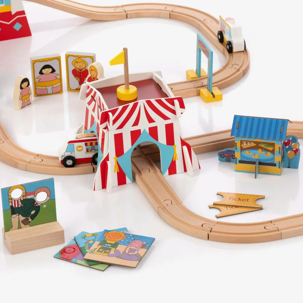 Wooden Fun Fair Train Set (90cm)