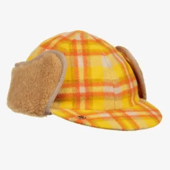 Yellow & Orange Check Trapper Hat