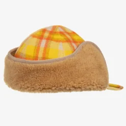Yellow & Orange Check Trapper Hat