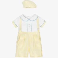 Yellow & White Shorts Set