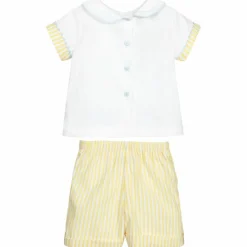 Yellow & White Shorts Set